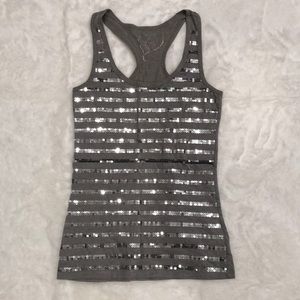 Rue 21 Grey Sequin Sparkle Racerback Tank Size M